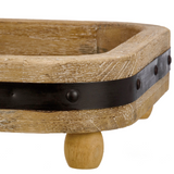 wood tray with metal accents