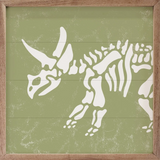 Green and white triceratops framed artwork, 16x16 square print, JaBella Designs, Made in the USA