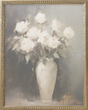 This piece features a gorgeous bouquet of vintage roses printed on raw natural canvas giving it a time worn look. The print is framed in an ornate beaded gold frame that has an antiqued gold and silver patina finish. This is a great piece for a bedroom or sitting room.

Materials:
Canvas, wood

Dimensions:
16" wide x 20" long