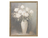 This piece features a gorgeous bouquet of vintage roses printed on raw natural canvas giving it a time worn look. The print is framed in an ornate beaded gold frame that has an antiqued gold and silver patina finish. This is a great piece for a bedroom or sitting room.

Materials:
Canvas, wood

Dimensions:
16" wide x 20" long