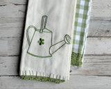 Green watering can kitchen towel set

Whether displayed as part of your spring decor or used year round, these adorable towels are perfect for your kitchen. One towel features a watering can design, and the other has a buffalo check design.&nbsp;

Each set comprises one towel of each design.&nbsp;

Materials:
Cotton

Dimensions:
18" wide x 26" long

Care:
Machine washable&nbsp;