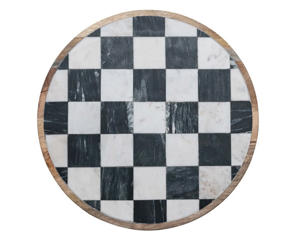 Black & white marble check lazy Susan

Add unique charm to your dining table with this gorgeous lazy Susan. Framed in mango wood, this lazy Susan features a black and white marble check design. This piece would look wonderful with other black and white decor. 

Materials:
Wood, marble

Dimensions:
16