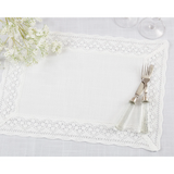 With a delicate lace border, this placemat easily brings traditional and cottagecore style to your home. Whether used every day or brought out for holidays and events, these beautiful placemats add the finishing touch to your tablescape.&nbsp;

These placemats are sold individually, as well as in lots of four, lots of six, lots of 12, and lots of 20.