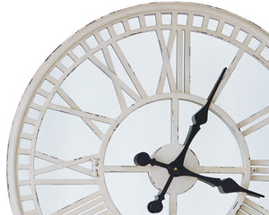 Elegant distressed cream mirror wall clock

This elegant wall clock doesn't just tell time, it enhances your home's aesthetic with its sophisticated design. Perfect for your living room, office, or any space that could use a touch of timeless charm, this clock features a mirror and antique white design.&nbsp;

Materials:
Wood, glass, metal

Dimensions:
28" diameter