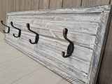 Vintage style whitewashed wood coat rack