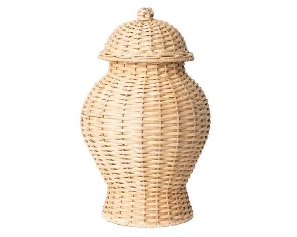 Hand-woven decorative wicker ginger jar