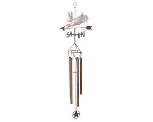Weather vane wind chime with bunny rabbit accent, JaBella Designs
