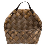  Store magazines or mail with this lovely wall basket. It features a deep brown finish. It has a single ear handle for wall hanging and it is accented by gold studs for contrast. It also has a flat bottom for tabletop display.
 