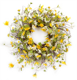 Artificial yellow and white floral daisy wreath, Classic country home decor, JaBella Designs