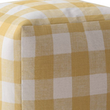 Classic upholstered yellow gingham pouf