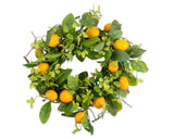 Yellow lemon greenery wreath

Brighten up a pantry door with this adorable lemon wreath. It features artificial lemons atop a faux greenery and vines. Whether your decor style is country or traditional, this wreath is perfect for summer.

Materials:
Plastic, silk, fabric

Dimensions:
20" diameter