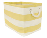 Classic yellow striped storage bin with handles