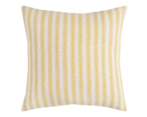Striped yellow and white pillow on a white background