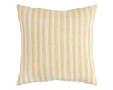 Striped yellow and white pillow on a white background