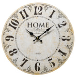 Round ivory and black rustic farmhouse wall hanging clock decor