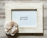 Antiqued white 5x7 picture frame, Off white photo frame, Flower embellishment frames, Ivory frames, Boutique frame