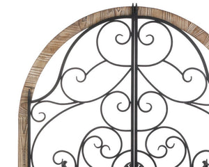 Arched wall hanging, Wood, Wrought iron, Farmhouse cathedral window, Faux window, Brown, Black, Neutral home decor, JaBella Designs