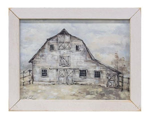 Gray barn artwork, Gray country barn in field, Farmhouse wall decor, Blue wall decor, Neutral decor, JaBella Designs