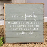 Gray farmhouse 'Family' wall hanging plaque