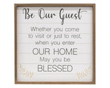 Rustic 'Be Our Guest' framed wall sign