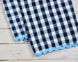 Blue gingham, Kitchen towels, Decorative towels, Navy blue, Americana, Coastal style, Boutique towels, Online boutique, JaBella Designs