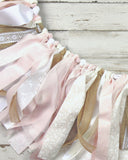 Blush pink and white lace banner