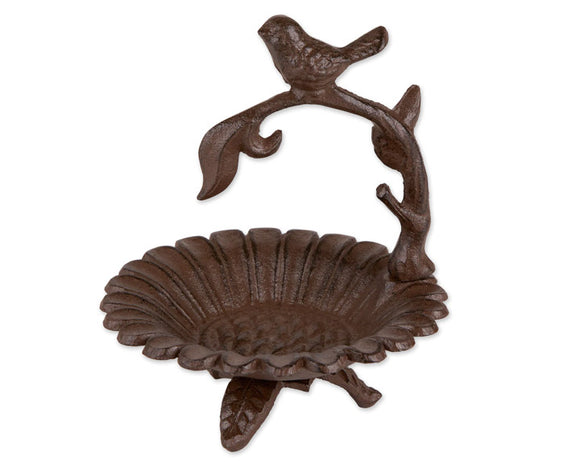 Dark brown metal bird feeder with floral design

Bring birds to your garden and yard with this decorative bird feeder. This sweet piece of garden decor brings style and function. It can easily be mounted to fence posts and decks, but it can also stand on its own. This bird feeder makes for a great gift choice for that avid gardener in your life.

Material:
Cast iron

Dimensions:
9 3/4