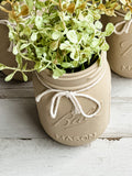 Light brown hand-painted country mason jar set