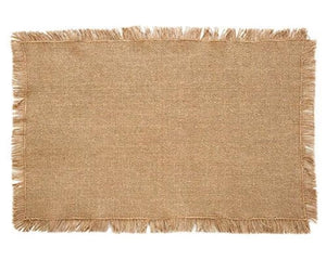 Burlap placemats, Fringe placemats, Natural tan, Dining table decorations, Farmhouse tablescapes, Rustic home decor, Kitchen accessories, Dining and entertaining, JaBella Designs, Fixer Upper style