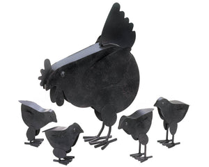 Mother hen, Chicks, Chickens, Black metal chickens, Garden decor, Yard art, Country chickens, Farmhouse home decor, JaBella Designs, Murfreesboro, Country farmhouse decor, Garden decor