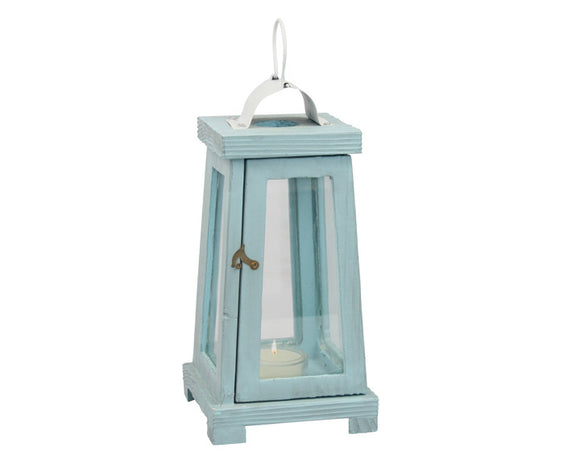 Nautical worn light blue candle lantern