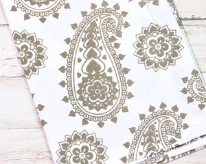 Neutral brown and cream paisley print kitchen towels – JaBella Designs