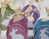 easter egg baskets, pastel spring buckets, bunny silhouette candy containers, cottagecore holiday table decor, shabby chic nursery accents, children's Easter hunt bins, jabelladesigns.com