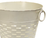 Large antique white metal olive bucket