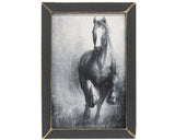 Rustic galloping horse wooden framed artwork