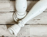 Distressed hand-painted wooden candlesticks
