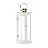 Large white candle lantern with metal top