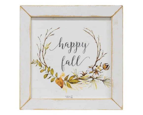 Happy Fall, Fall Artwork, Autumn Print, Orange and green leaves on white background, Framed autumn picture, Holiday decor, Thanksgiving, Seasonal decorations, JaBella Designs, Farmhouse finds