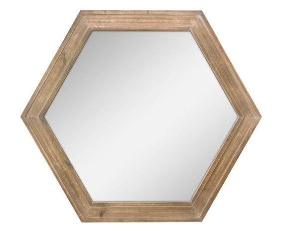 Hexagon mirror, Framed wall hanging mirror, Wooden mirrors, Neutral brown, Modern farmhouse home decor, JaBella Designs, Home decor, Interior design