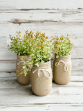 Light brown hand-painted country mason jar set