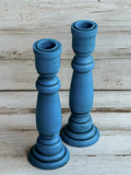Blue candle holders, Navy blue decor, Candlesticks, Wooden candleholders, Fixer Upper style, Patriotic blue