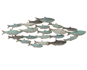 Distressed metal school of fish wall hanging