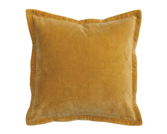 Mustard yellow velvet square throw pillow