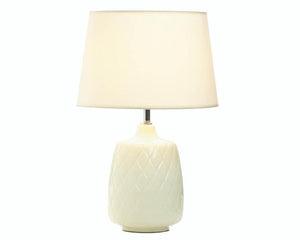Ivory table lamp with quilted design, Ivory lamp shade, Desk lamp