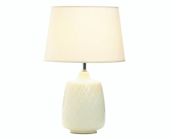 Ivory table lamp with quilted design, Ivory lamp shade, Desk lamp