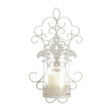 Shabby ornate cream candle wall sconce