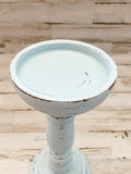 Spa blue wooden pillar candle holder