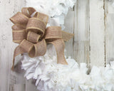 White farmhouse rag-tie fabric wreath