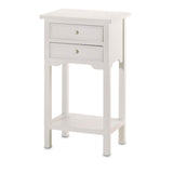 White wooden side table with drawers