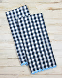 Navy blue gingham country kitchen towel set